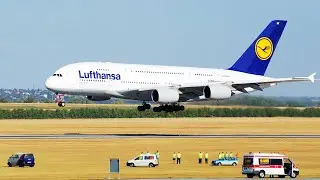 A Big Airbus A380 Making a Very Low pass