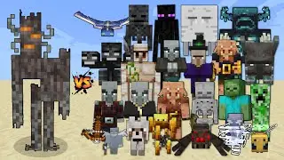 Creaking vs Every Mob (Bedrock) - Creaking with Absorption-5 & Strength-1 vs All Mobs in Minecraft