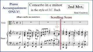 J.C. Bach (Casadesus) Viola Concerto, Mvt. 2 -- Piano ONLY