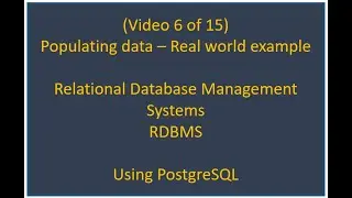 RDBMS 6/15 - Preparing data in excel to populate in db
