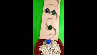 White Beans, Red Glass Bowl vs Colourful CatEye Marbles
