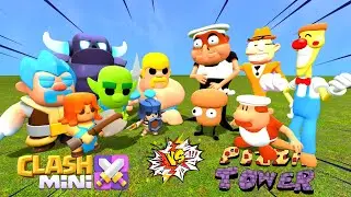 PIZZA TOWER CHARACTERS Vs CLASH OF CLANS MINI CHARACTERS In Garry's Mod