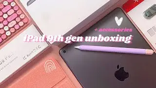 iPad 9th gen unboxing 📦 (ASMR) + accessories (pen + keyboard)