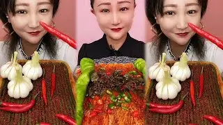 Crispy Giant Shrimp Cutlets | Garlic chili eating show | spicy hot pot with alots off chili 🌶️🔥🥵