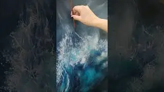 painting this blue ocean wave portrait is a never ending process #artshorts #oilpainting #seascape