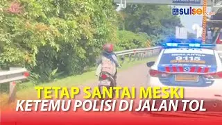 Viral Pemotor Wanita Tetap Santai Ketemu Mobil Polisi di Jalan Tol