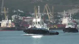 Корабли в морском порту Новороссийска.