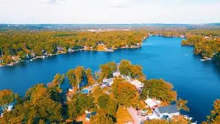 Peak Fall Foliage Autumn in New England. Colorful Autumn Foliage 4K Drone