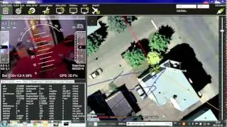 Mission Planner 1.3 with video overlay showing HUD instability