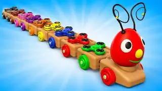 Colors for Children with Wooden Caterpillar Toy 🍿 Baby learning videos – Olly the train