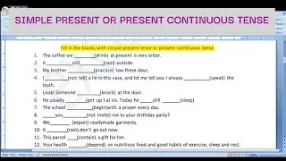 SIMPLE PRESENT OR PRESENT CONTINUOUS TENSE #PRESENT TENSE TEST PART-2