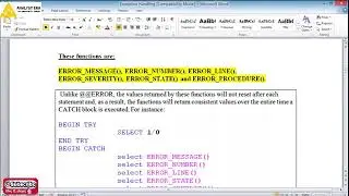 Exceptions Handling | Begin Try | Statements | end Try | Catch | MS SQL Day 15