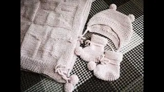 Вязаный плед со звездочками для новорожденной малышки.#Клондайк_идей