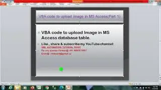 VBA code to upload image from Excel userform to ms Access database #1