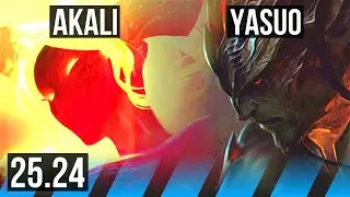 AKALI vs YASUO (MID) | Good KDA: 19/1/6, 42K damage | KR Diamond | 25.24