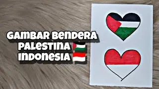 menggambar bendera palestina 🇵🇸 + Indonesia 🇮🇩