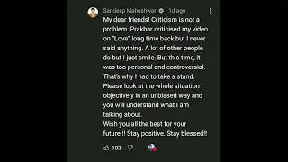 Sandeep Maheshwari Comments on Peepoye's Video.