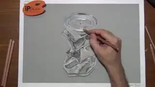 como desenhar efeito de metal com giz pastel - speed drawing - Curso de Desenho IPStudio