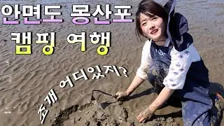 안면도 몽산포 캠핑여행ft.휴게소 먹방&조개캐기