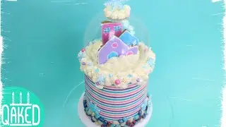 How to make a Snow Globe Striped Buttercream Cake!