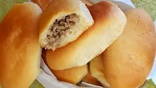 Дрожжевое тесто на соде.Пирожки с мясом.
