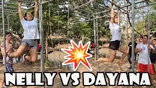 Nelly vs Dayana estas Chicas compitiendo en este juego de resistencia.