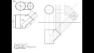 Engineering Drawing Tutorials/Intersection of solids with front view and slide view (T 10.5)