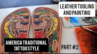 PAINTING TRADITIONAL TATTOO STYLE ON LEATHER. Leathercraft tutorial.