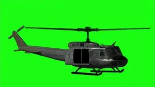 Huey Helicopter HD stationary green screen