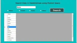 Search Data in DataGridView using Distinct in .net