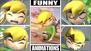 Toon Link's FUNNY ANIMATIONS in Super Smash Bros Ultimate (Drowning, Dizzy, Star KO, & More)