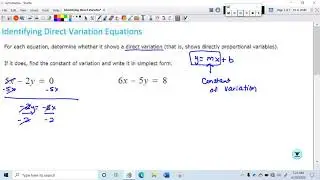Identifying Direct Variation Equations