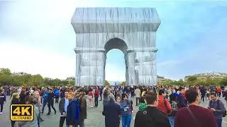 Avenue des Champs-Élysées , Wrapped Arc des Triompe, Paris France 4K UHD 4K 60fps