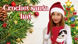 EASY Crochet SANTA HAT tutorial/adult size & cat size #santahat