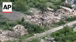 Drone footage shows devastation in Ocheretyne village in Ukraine's Donetsk region