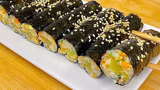 세상에서 제일 간단한 김밥 레시피! 딱 3가지 재료로 만들어요! 한번 맛보면 멈출 수 었는 중독적인 맛!  초간단 요리