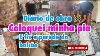 #diariodeobra 🚧COLOQUEI MINHA PIA E FIZ A PAREDE DO BALCÃO , ACABOU SOFRIMENTO 🥹🙌🏻