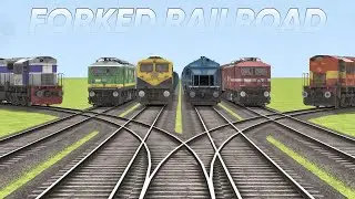 Six trains each other on the same forked & bumpy railway tracks | stops the trains | bumpy railroad 