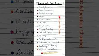 Qualities of a Good Teacher || SG Education Channel || @sgeducationchannel31
