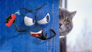 Doodle Dustbin prank Cat 😂 Funny Pet - Cat Reaction to Dynamite | 3D Doodle Cartoon 