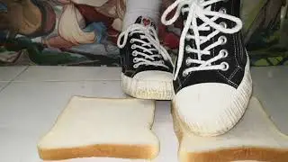 Dirty shoes trample bread