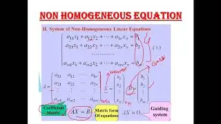 SYSTEM OF LINEAR EQ- HOMOGENEOUS & NON- HOMOGENEOUS Eq, TYPES OF SOLUTION - UNIQUE, NO AND INFINITE