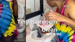 TINY BATHROOM CLEAN/ CLEAN MY BATHROOM WITH ME#cleanwithme #tiny #rentalhomes #small bathroom