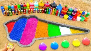 How to make Rainbow Ice Creams with Orbeez, Big Coca Cola & Fanta, Mtn Dew, Monster, Pepsi vs Mentos