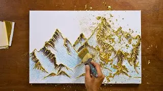 The magic of golden mountains - how to make a 3D art painting for beginners 🎨✨