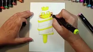 Новогодняя открытка маркерами "Фруктовый лёд со Змеёй"