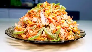 Delicious Korean carrot salad with mayonnaise. The recipe for a delicious dinner.