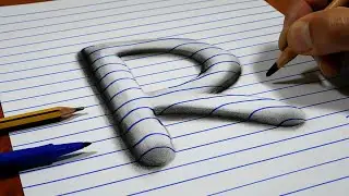 3D Trick Art On Line Paper, Round Letter R