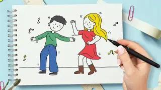 How to draw someone dancing easy 💃🏻🕺🏻