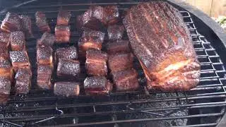 Pork Belly Sliders and Burnt Ends on the Big Green Egg